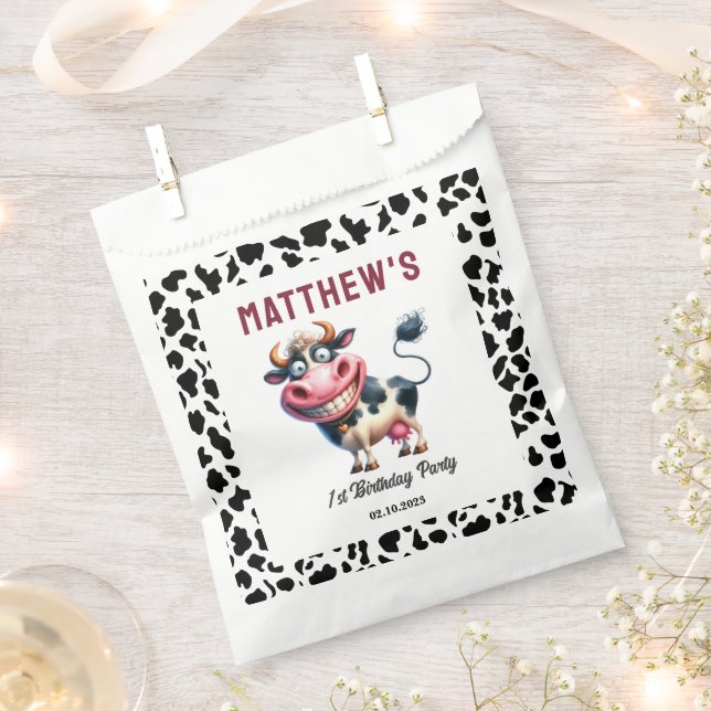 Holy Cow! 1st Birthday | Animal First Birthday  Geschenktütchen (Ausgeschnitten)