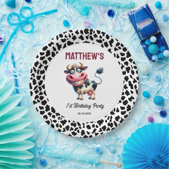 Holy Cow! 1st Birthday | Animal First Birthday  Pappteller (Party)