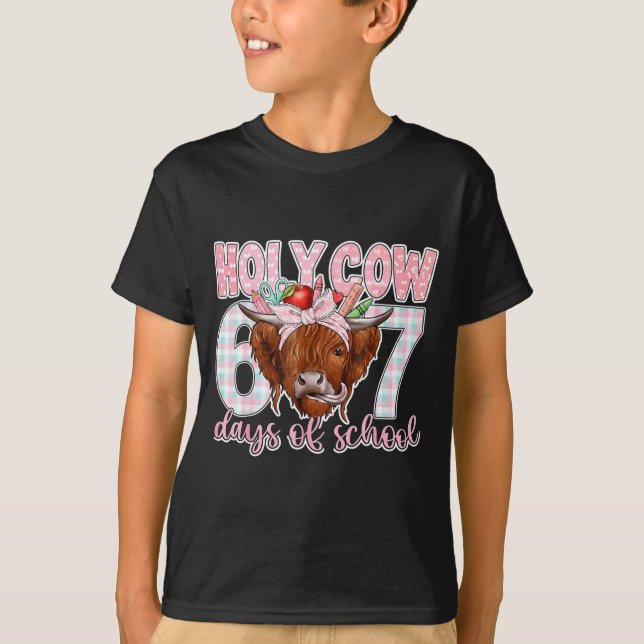 Holy Cow 67 Days Of School Teacher Six Seven Meme  T-Shirt (Vorderseite)