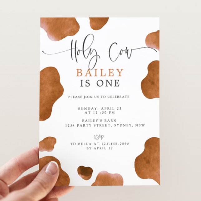 Holy Cow Birthday Invitation, Brown Cow Print Einladung (Von Creator hochgeladen)