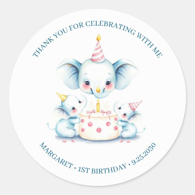 Holy Cow Boho Greenerity Highland Cow 1st Birthday Runder Aufkleber (Vorderseite)