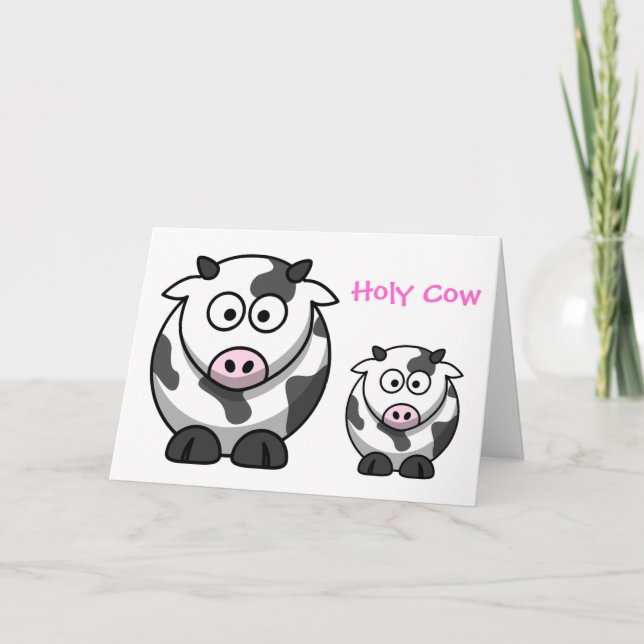 HOLY COW Cartoon Pink Nose Cow Funny Birthday Karte (Vorderseite)