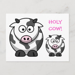 HOLY COW Cartoon Pink Nose Cow Funny Postkarte