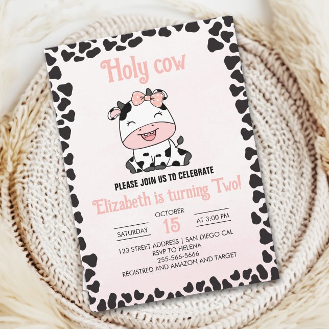 Holy Cow, Cute cow birthday girl Einladung (Von Creator hochgeladen)