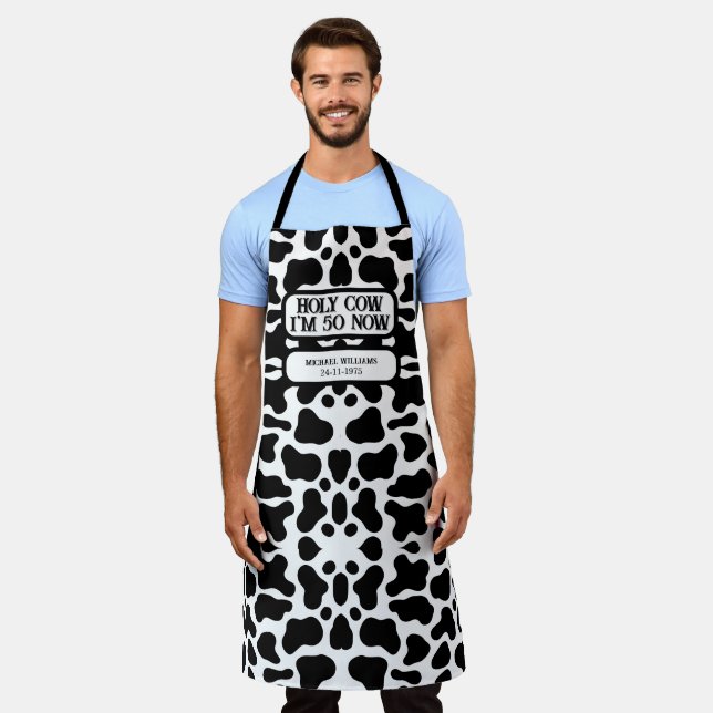 Holy Cow Funny Black White 50th Birthday Schürze (Getragen)