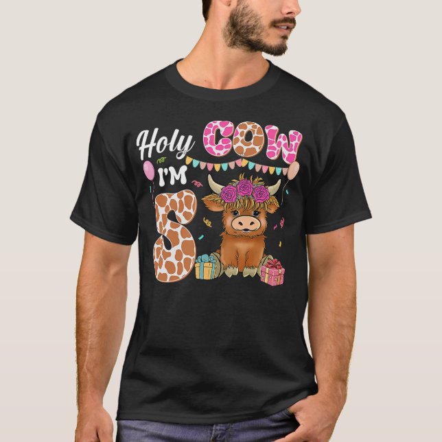 Holy Cow I'm 5 Highland Cow Farming 5th Birthday 5 T-Shirt (Vorderseite)