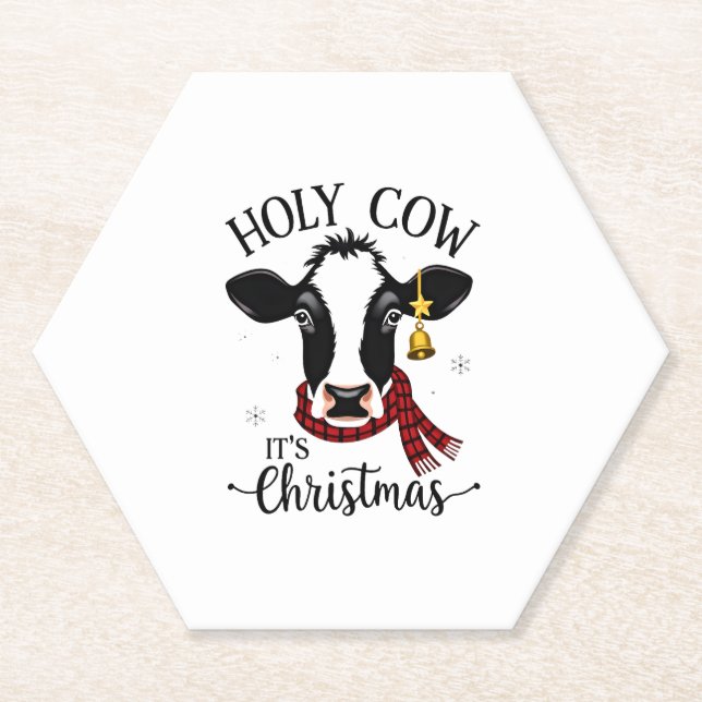 Holy Cow It's Christmas Funny Cow Lover Farm Anima Untersetzer (Vorderseite)