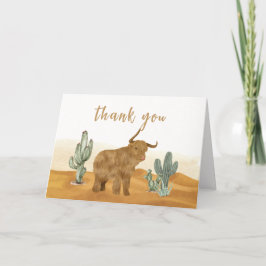 Holy Cow Minimal Boho Cactus Desert Baby Shower Dankeskarte
