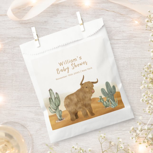 Holy Cow Minimal Boho Cactus Desert Baby Shower Geschenktütchen (Ausgeschnitten)