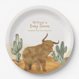 Holy Cow Minimal Boho Cactus Desert Baby Shower Pappteller