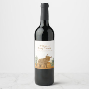 Holy Cow Minimal Boho Cactus Desert Baby Shower Weinetikett