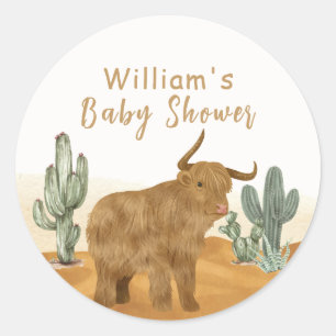 Holy Cow minimale Boho Cactus Desert Baby Dusche Runder Aufkleber
