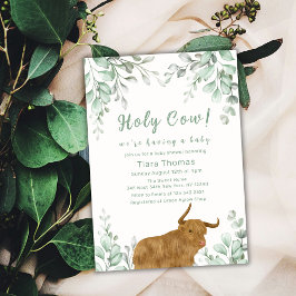 Holy Cow Minimalistisch Boho Greenery Baby Dusche Einladung
