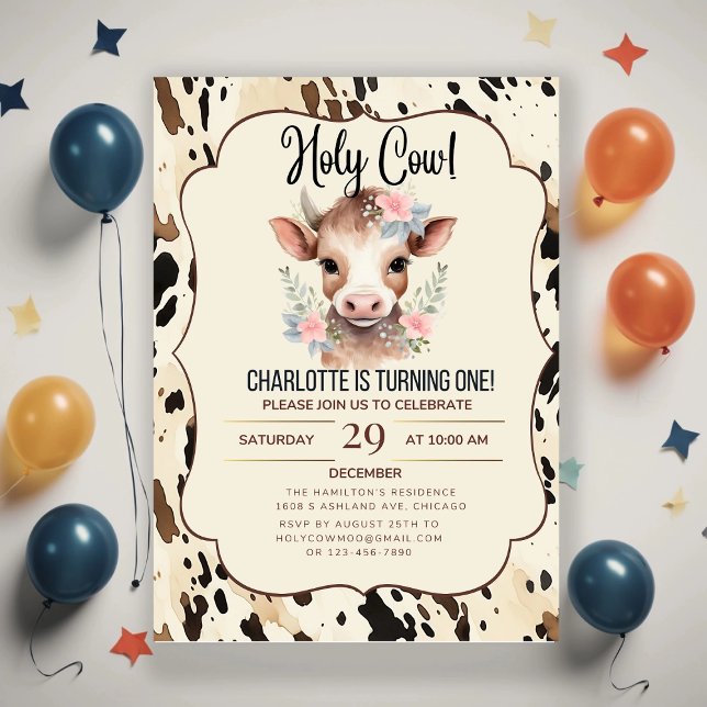 holy cow party invitations 2nd birthday cow party  einladung (Von Creator hochgeladen)