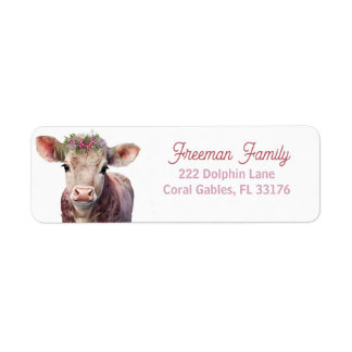 Holy Cow Pink Floral Geburtstagsadresse Label