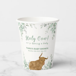 Holy Cow Rustic Boho Greenery Baby Dusche Pappbecher