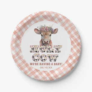 Holy Cow Rustic Kariert Baby Shower Paper Teller