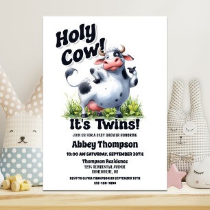 Holy Cow Twins Baby Dusche Einladung