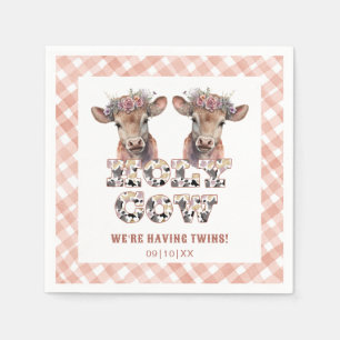Holy Cow Twins Rustic Baby Shower Napkins Serviette
