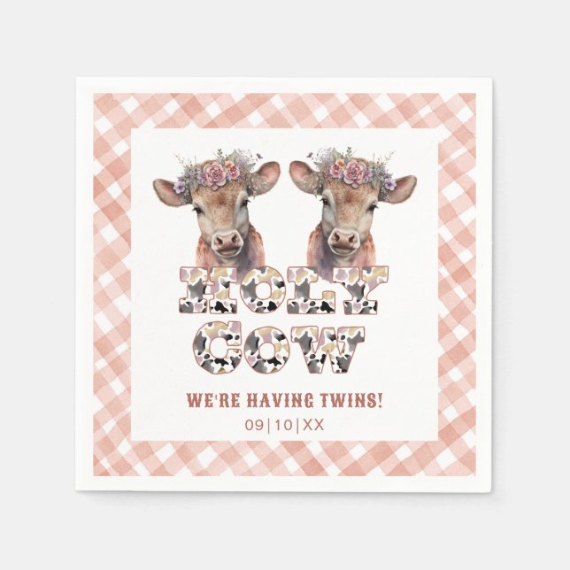 Holy Cow Twins Rustic Baby Shower Napkins Serviette (Vorderseite)