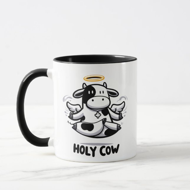 Holy Cow Yoga Mug – Levitating Moo in Zen Pose Tasse (Links)