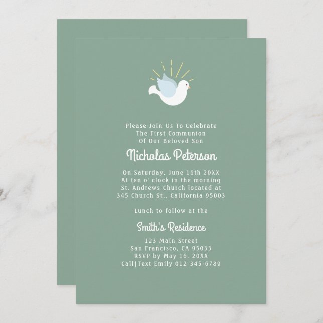 Holy Dove | Einladung zur ersten Bestätigung (Vorne/Hinten)