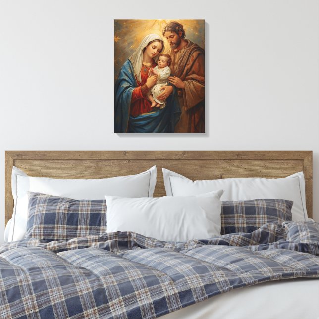 Holy Family Christmas Canvas Art For Peaceful Home Leinwanddruck (Insitu (Schlafzimmer))