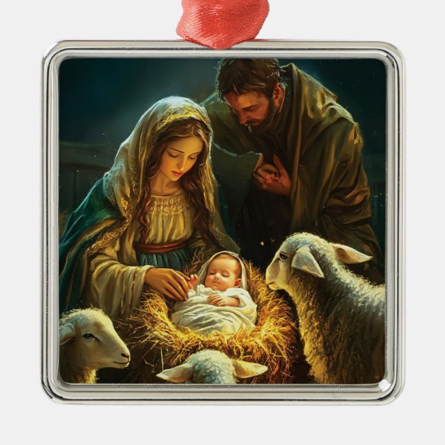 Holy Family Christmas Nativity  Ornament Aus Metall (Vorne)