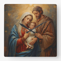 Holy Family Christmas Wall Clock For Peaceful Holi