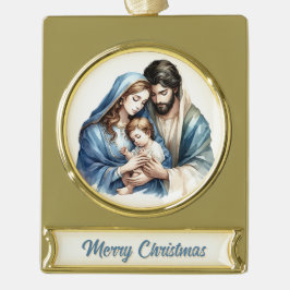 Holy Family Nativity  Banner-Ornament Gold