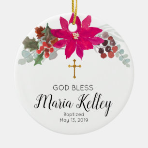Holy Floral Personalisiert Girl Taufe Keramik Ornament