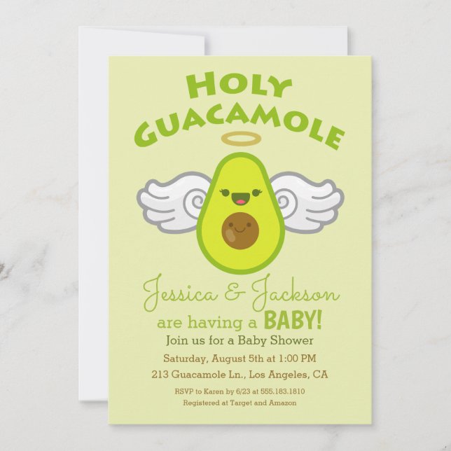 Holy Guacamole Avocado Babydusche Einladung (Vorderseite)