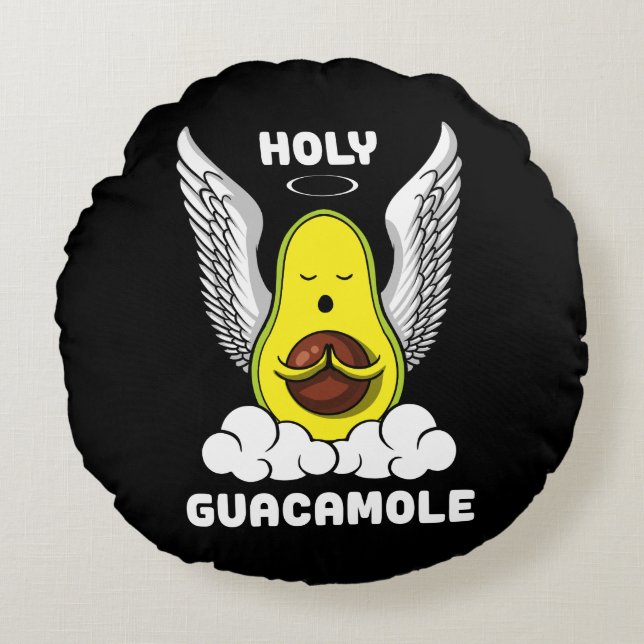 Holy Guacamole Avocado Vegan Funny Joke Rundes Kissen (Vorderseite)