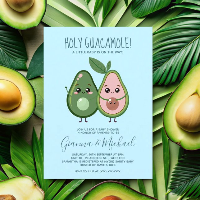 Holy Guacamole Blue Avocado Baby Dusche Einladung (Von Creator hochgeladen)