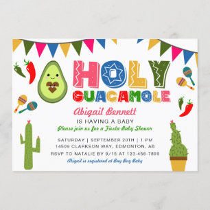 Holy Guacamole Fiesta Baby Shower Kawaii Avocado Einladung