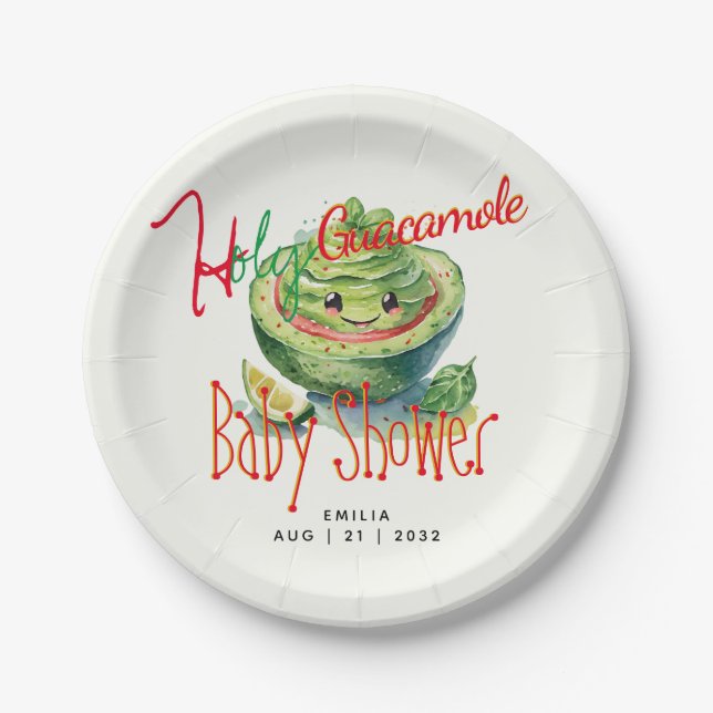 Holy Guacamole Fiesta Babydusche CUSTOM Pappteller (Vorderseite)
