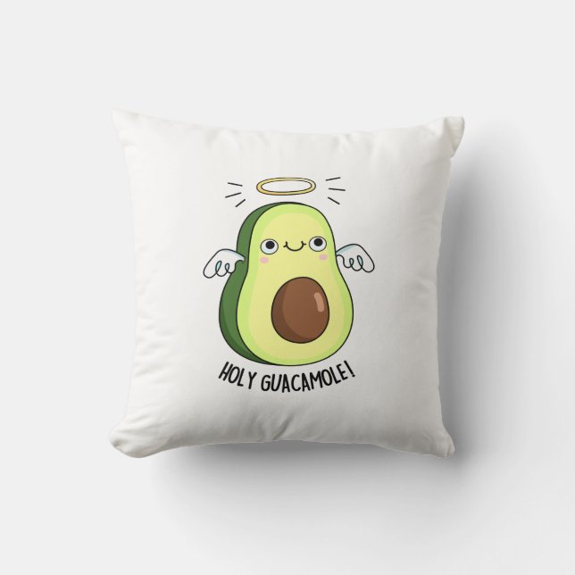 Holy Guacamole Funny Goody Avocado Pun Kissen (Vorderseite)