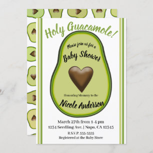Holy Guacamole Heart Avocado Baby Dusche Einladung