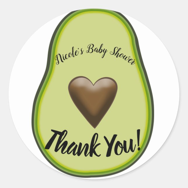 Holy Guacamole Heart Avocado Baby Shower Bridal Runder Aufkleber (Vorderseite)