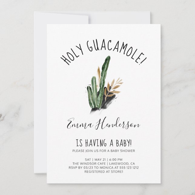 Holy Guacamole Mexican Modern Baby Dusche (Vorderseite)