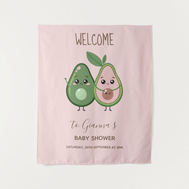 Holy Guacamole Pink Avocado Baby Dusche Wandteppich (Vorderseite)