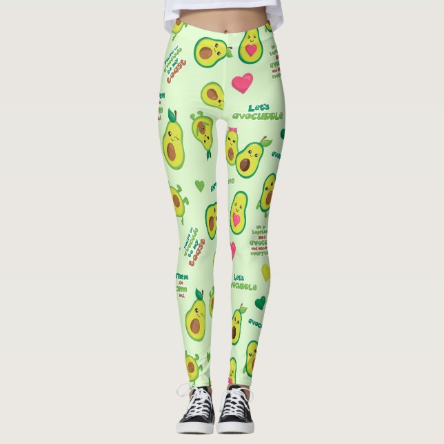 Holy Guacamole: Whimsical Avocado Lover Leggings (Vorderseite)