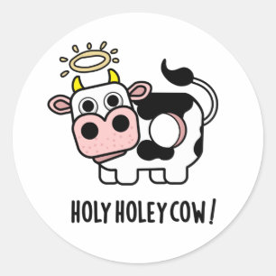 Holy Holey Cow Funny Animal Pub Runder Aufkleber