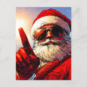 Holy Jolly Santa Divine Glow Feiertagspostkarte