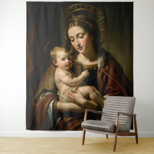 Holy Mother of God – Divine Love & Protection´1 Wandteppich