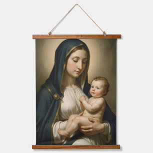 Holy Mother of God – Divine Love & Protection´8 Wandteppich Mit Holzrahmen