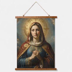 Holy Mother of God – Divine Love & Protection´9 Wandteppich Mit Holzrahmen