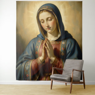 Holy Mother of God – Divine Love & Protection Wandteppich