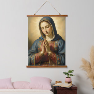 Holy Mother of God – Divine Love & Protection Wandteppich Mit Holzrahmen