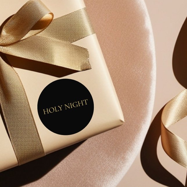 HOLY NIGHT Minimalist Christian Christmas Runder Aufkleber (Von Creator hochgeladen)